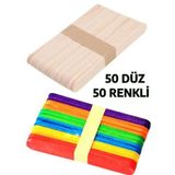 50 Adet RENKLİ 50 Adet RENKSİZ Geniş Dil Çubuğu Abeslang Dil Basma Çubuğu