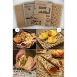 50 Adet Retro Gazete Desenli Ambalaj Kağıdı - 35X25 cm Yağ Geçirmez Sandviç ve Burger Kağıd� - Çok Renkli - Genel - Genel