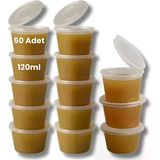 50 Adet Sızdırmaz Saklama Kabı 120 Ml – Buzluk Kabı, Et Suyu, Kemik Suyu, Sos Püre Saklama Kabı, Kapaklı Küçük Gıda Saklama Kabı, Derin Dondurucu Porsiyonluk Kap Seti