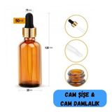 50 cc Cam Damlalıklı Amber Şişe [50 CC=50ML x 6 Adet] / Ecza Şişesi / Dropper Şişe