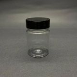 50 cc Geniş Ağızlı Pet Şişe - Siyah Kapaklı- 50ml Plastik Numune Kavanozu- x 10 Adet