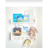 50 cm 2 Li Set Beyaz Naturel Raf Askılık Montessori Kitaplık Çoçuk Odası Aksesuar Dekorasyon Mobilya