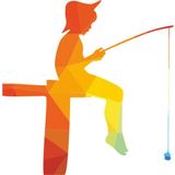 50 cm Balık Tutan Kız Folyo Sticker