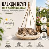 50 cm Balkon Kedi Salıncağı, Welsoft Kumaşlı Asma Kedi Yatağı