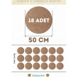 50 cm Çap 18 Adet Supla Amerikan Servis Runner MDF Duralit Magnet Altı Ahşap 3 mm (2,7 mm) Kalınlık