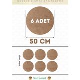 50 cm Çap 6 Adet Supla Amerikan Servis Runner MDF Duralit Magnet Altı Ahşap 3 mm (2,7 mm) Kalınlık