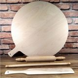 50 cm Mdf Hamur Açma Tahtası + Lüks Merdane + Eğilmez Kavak Oklava + 45 cm Bisleğeç