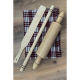 50 Cm Orta Oklava + 45 Cm Kalın Merdane + 45 Cm Spatula Hamur Açma Seti