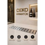 50 cm Paslanmaz Çelik Duş Gideri | Lineer Duş Kanal Gideri | Kare Izgara Süzgeç | Banyo Yer Gideri