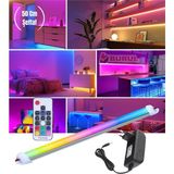 50 cm Şeffaf 20 Renk Rf Kumandalı Rgb Çubuk Şerit LED Renk Değiştiren LED Işık SB-6542
