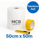 50 cm x 50M Balonlu Naylon + Vege Koli Bandı + Maket Bıçağı Paketleme Seti - 50CMX50METRE