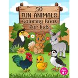 50 Fun Animals Coloring Book for Kids Ages 4+: Cute Creatures in Beautiful Nature with Facts, Drawing Steps, Wild Adventures, Playful Habitats, and a Certificate for Creative Learning