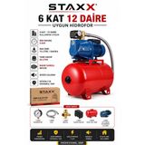 50 Litre Hidrofor 1.5 Hp Jet Su Pompası 6 Bar Bakır Sargılı Sessiz Hidrofor Sistemi 6 Kat 12 Daire