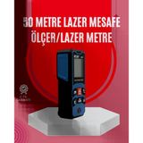 50 Metre Lazer Ölçüm Cihazı Alan ve Mesafe Hesaplama
