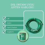 50 Metre Uydu Çanak Anten Kablosu Yeşil 48 Tel Dış Ortam Dayanıklı