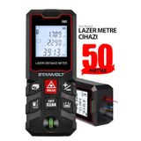50 Metre Yüksek Hassasiyet Lazer Metre Ölçer LCD Dijital Ekran Su Terazili Lazermetre