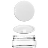 50 ml Kapaklı Kozmetik Kavanozu 50 Cc Şeffaf Cam Krem Kavanoz (1 Adet, Plastik Beyaz Kapak)