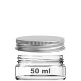 50 ml Kapaklı Kozmetik Kavanozu 50 Cc Şeffaf Cam Krem Kavanoz (1, Metal Gümüş Kapak)