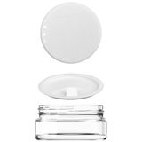 50 ml Kapaklı Kozmetik Kavanozu 50 Cc Şeffaf Cam Krem Kavanoz (12, Plastik Beyaz Kapak)