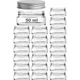 50 ml Metal Gümüş Kapaklı Kozmetik Kavanozu 50 cc Şeffaf Cam Krem Kavanoz 20 Adet