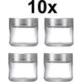 50 ml Şeffaf Cam Seyahat Krem ve Organizer Kavanozu 10'lu Set - Antrasit