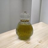 50 ml Yuvarlak Lüks Cam Kolonyağı Şişesi 10LU – Taş Detaylı Dekoratif Şişe - Beyaz - Şeffaf - 10 Adet