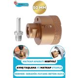 50 mm Granit Mermer Fayans Beton Taş Delme Panç Canavar Spiral Avuç Taşlama Matkap Uyumlu M14 Aparat