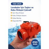 Ø50 mm PVC Pis Su Çekvalfi, Lavabo Gideri için Koku ve Taşkın Önleyici, Geri Akış Önleyici, Kilitleme Mandallı