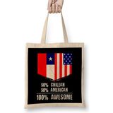 50 Percent Filipino Patriotic 50% Filipino 50% American 100% Awesome Bez Çanta Uzun Saplı - Açık Bej - 40 X 40