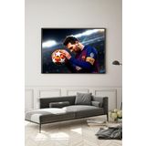 50 x 60 cm Lionel Messi Cam Tablo 4mm Temperli Camdır