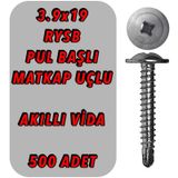 500 Adet 3.9X19 Rysb Matkap Uçlu Akıllı Vida Pul Başlı