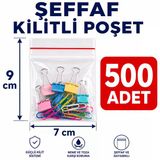 500 Adet Kilitli Poşet (Kilitli Torba) - Şeffaf - 7X9 Cm