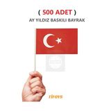 (500 Adet) Küçük Boy Bayrak Çıtalı Kağıt Türk Bayrağı