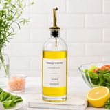 500 ml Cam Yağdanlık, Akıtıcılı Zeytinyağı Şişesi, Kapaklı Yağlık Sirkelik, Mutfak İçin Şeffaf Yağ Saklama ve Servis Şişesi