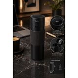 500 Ml Dijital Göstergeli Çelik Termos Mug Vakumlu Isı Yalıtımlı Sızdırmaz Kapak Bardak (Ekru-Siyah)