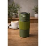 500 Ml Dijital Göstergeli Çelik Termos Mug Vakumlu Isı Yalıtımlı Sızdırmaz Kapak Bardak (Orman Yeşili)