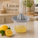 500 ml Hazneli Plastik Limon Sıkacağı Ölçekli Narenciye Sıkma Aparatı Süzgeçli Antrasit Sariva Home - Açık Gri