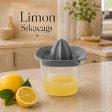 500 ml Hazneli Plastik Limon Sıkacağı Ölçekli Narenciye Sıkma Aparatı Süzgeçli Antrasit Sariva Home - Koyu Gri