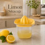 500 ml Hazneli Plastik Limon Sıkacağı Ölçekli Narenciye Sıkma Aparatı Süzgeçli Antrasit Sariva Home - Sarı