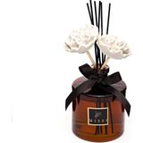 500 ml Kahverengi Silindir Şişe Seramik Çiçek Taşlı Bambu Çubuklu Oud Vanilya Oda Kokusu - 000-Siyah - Option-1