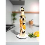 500 ml Kil Kabartma Uygulama Limon Desenli El Yapımı Zeytinyağı & Üzüm Sirke Şişeleri - Sarı - Beyaz