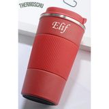 500 ml Kişiye Özel Siyah Termos Mug Kupa, Çay Kahve Kamp Termos, Çift Katmanlı Paslanmaz Çelik Araç Içi Termos - Kırmızı