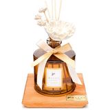500 ml Masif Ahşap Kaideli Oval Şişe Çiçek Taş Kamışlı Dark Wood Oda Kokusu
