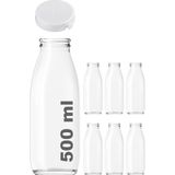 500 ml Şeffaf Sürahi Süt, Ayran, Su, Limonata, Meşrubat Şişesi 500 cc Yırtmalı Kapaklı Cam - Çok Renkli