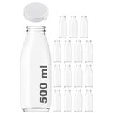 500 ml Şeffaf Sürahi Süt, Ayran, Su, Limonata, Meşrubat Şişesi 500 Cc Yırtmalı Kapaklı Cam Şişe 15 Adet (15, Beyaz Kilitli Kapak, 500)