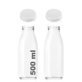500 ml Şeffaf Sürahi Süt, Ayran, Su, Limonata, Meşrubat Şişesi 500 Cc Yırtmalı Kapaklı Cam Şişe 2 Adet (2, Beyaz Kilitli Kapak, 500)