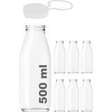 500 ml Şeffaf Süt, Ayran, Su, Limonata, Meşrubat Şişesi 500 cc Askılı Kapaklı Cam Şişe 6 Adet
