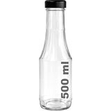 500 ml Şeffaf Sütun Cam Şişe Meşrubat, Meyve Suyu, Süt, Ayran, Su, Limonata Şişesi 500 cc Si