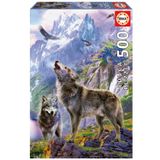500 Parça Kayalardaki Kurtlar Puzzle - 19548 - Wolves In The Rocks