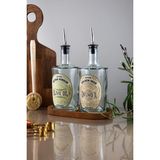 500ML Ahşap Standlı Şeffaf Kalın Cam Zeytinyağı ve Ayçiçek Yağı Şişesi - Seçenek 1